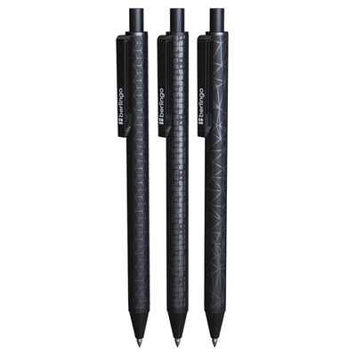 Ручка шариковая автоматическая Berlingo "DoubleBlack" синяя, 0,7мм