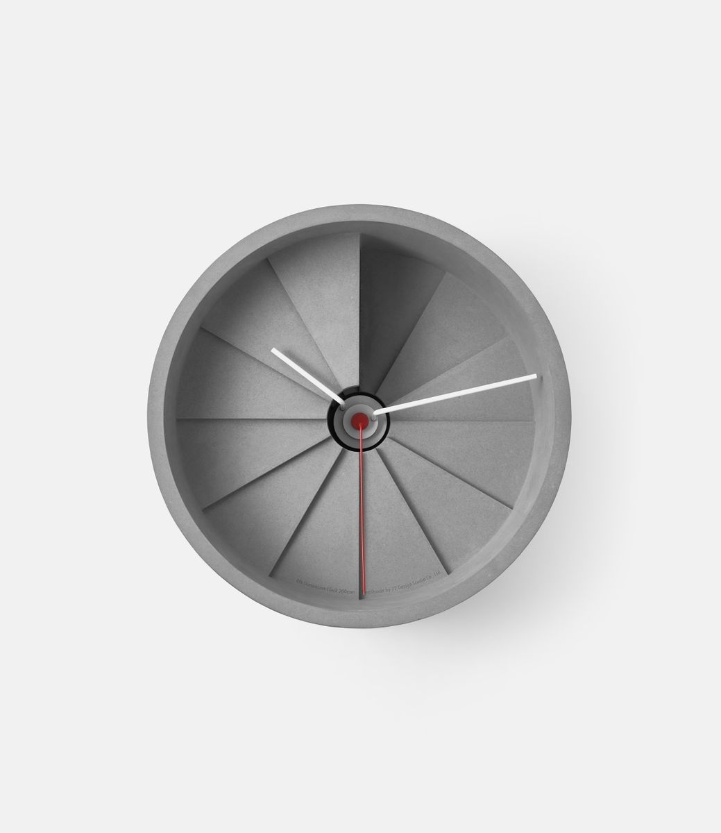 22STUDIO 4th Dimension Wall Clock 150mm (Red/ Grey) — настенные часы из бетона