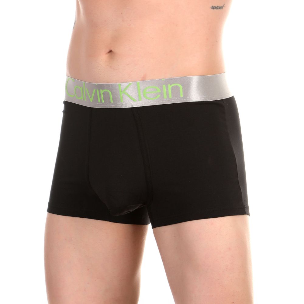 Мужские трусы боксеры черные с салатовыми буквами Calvin Klein