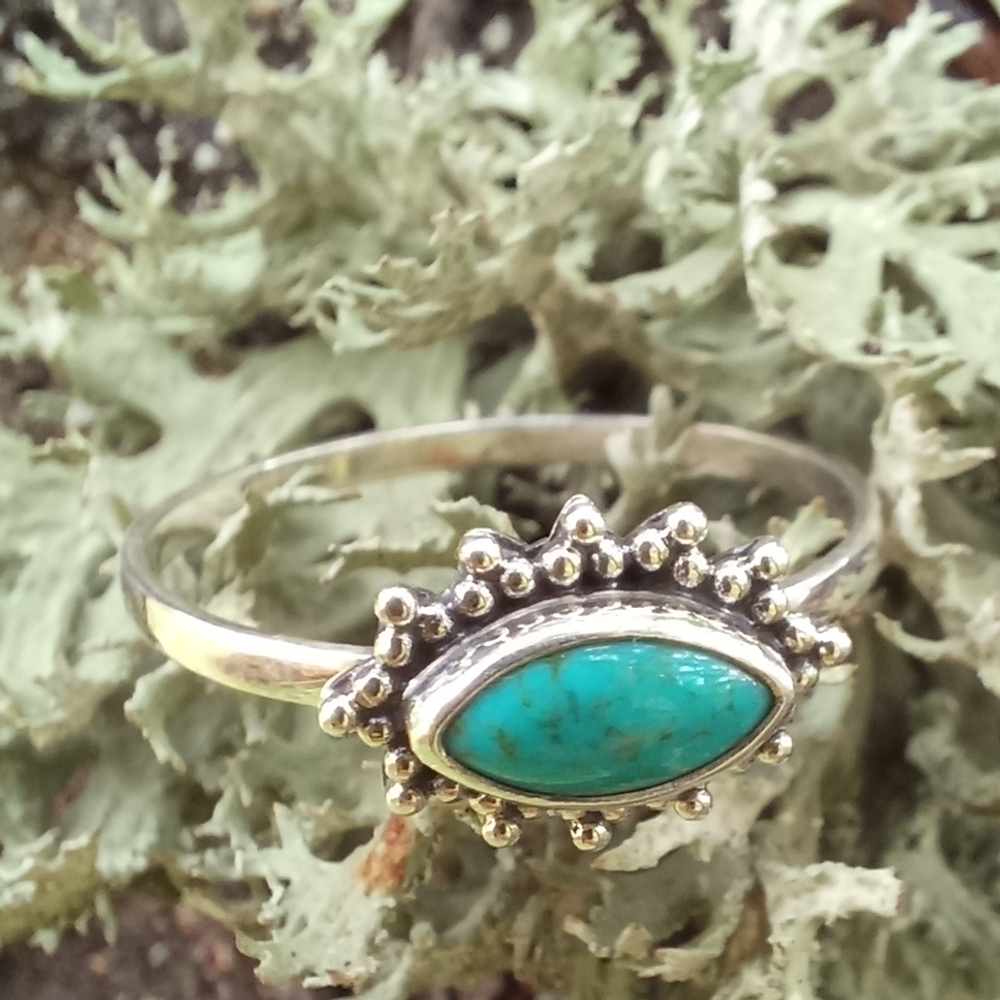 Кольцо ОКО-2, бирюза/серебро