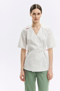 Топ с запахом медицинский женский Йошо, белый хлопок