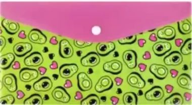 Папка на кнопке А5+ (Феникс) АВОКАДО ПАТТЕРН, пластик, 26x14 см, 1 отд. 59372