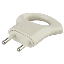 Вилка ЭРА V1 без заземления 10A с кольцом непрямой ввод белая | Штепсельные вилки и розетки