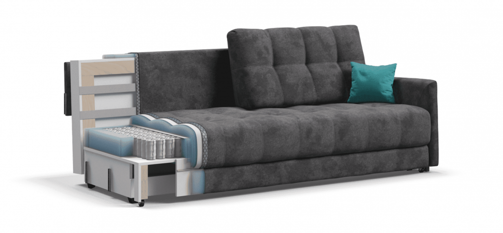 Диван Босс Лофт велюр Алькантара серый