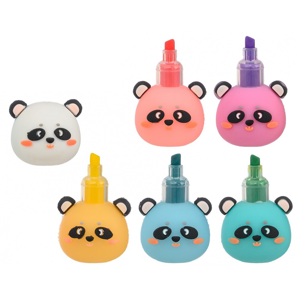 Маркер текстовыделитель Basir, серия "Панда", секционные, 5 шт