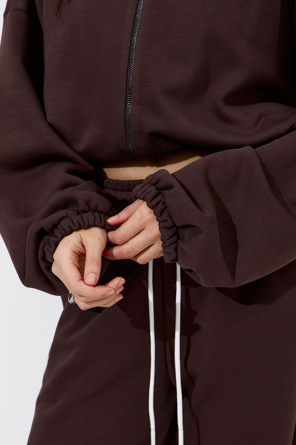 Худи укороченное "Âme Sirène" цвета шоколад