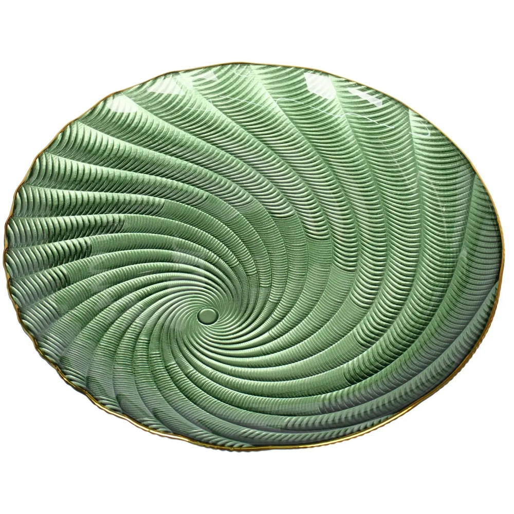 Тарелка стеклянная «Фьюжн» 27см изумрудный перламутр
