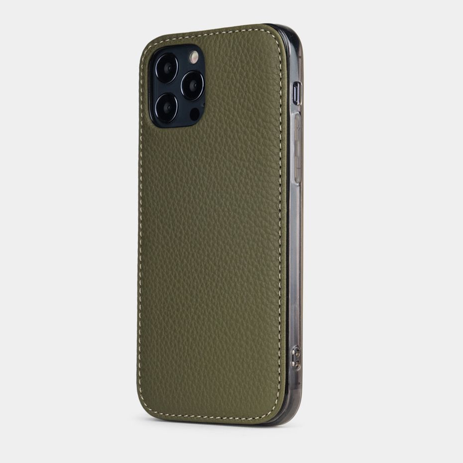 Чехол-накладка для iPhone 12 Pro Max из натуральной кожи теленка, зеленого цвета