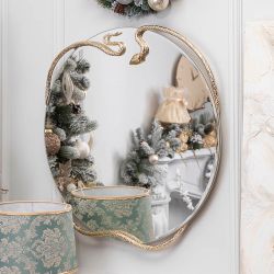 Зеркало настенное Змея Серпентис Айвори Мраморное золото