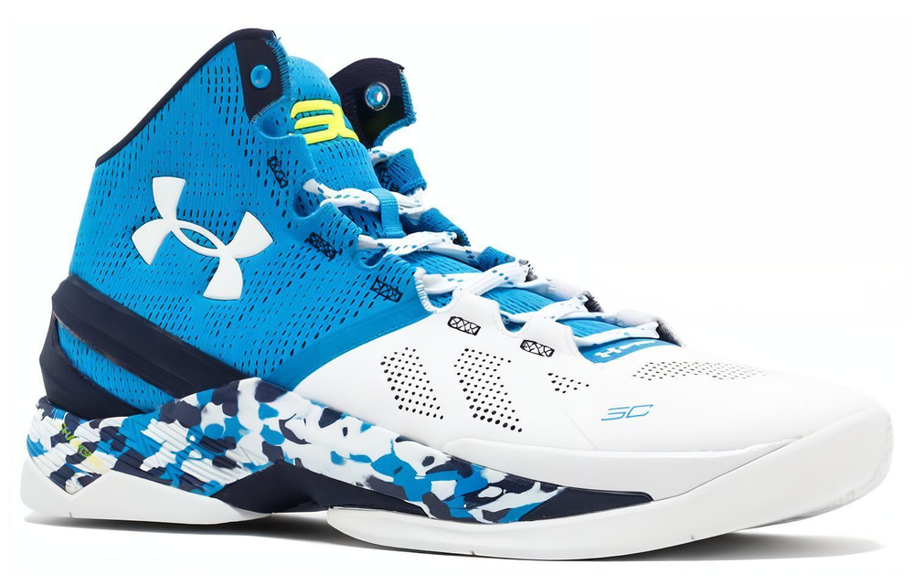 Under Armour Curry 2 Haight Street Curry 2 non-slip lightweight high-top actual combat basketball shoes men's blue and white