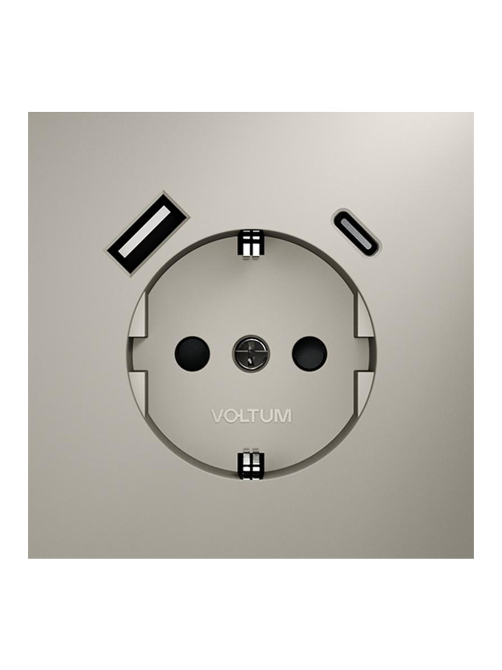 Розетка 1-м СП S70 16А с USB A+С с заземл. защ. шторки механизм кашемир Voltum VLS040503