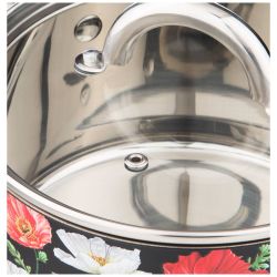 КАСТРЮЛЯ AGNESS "МАКИ" СО СТЕКЛЯННОЙ КРЫШКОЙ, НЕРЖ.СТАЛЬ, 1,5Л 16Х9 СМ