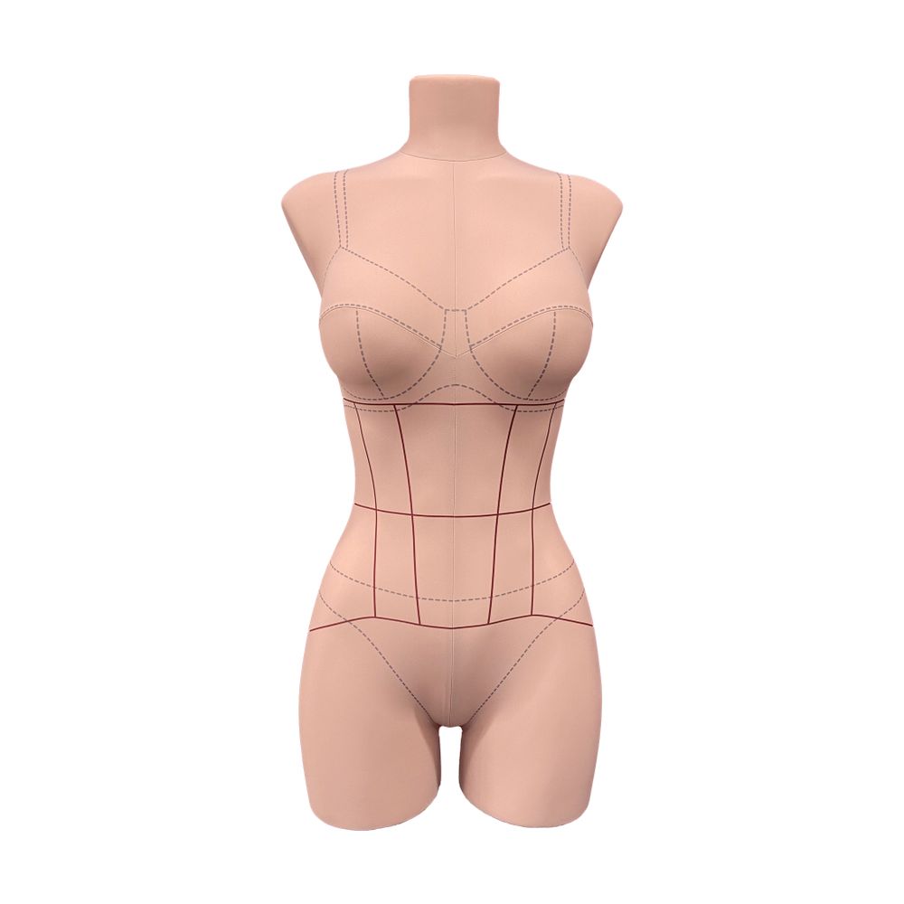 Бельевой манекен Пенелопа с разметкой, комплект Про, размер S/164, цвет бежевый, в комплекте подставка «Милан» и фартук для швеи