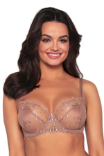 Бюстгальтер plus size с шитыми мягкими чашками с вышивкой (Размер: 95G) (Цвет: кофейный)