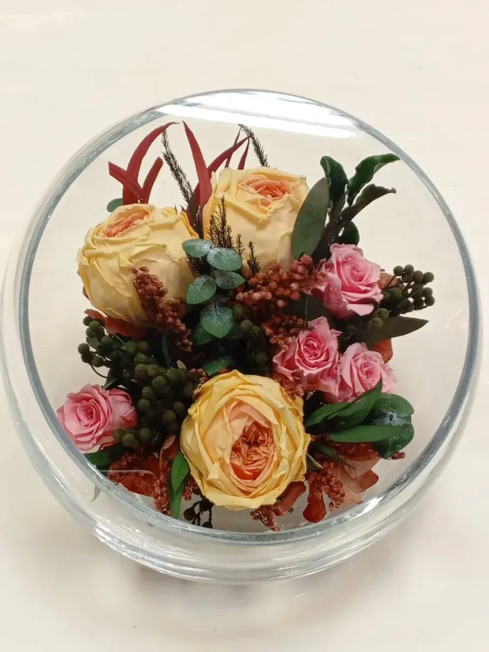 натуральные цветы в стекле, вакуум