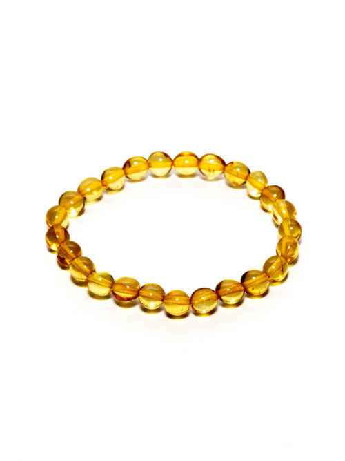 Детский браслет из цельного янтаря "Морская галька". Браслет для детей из натуральных камней