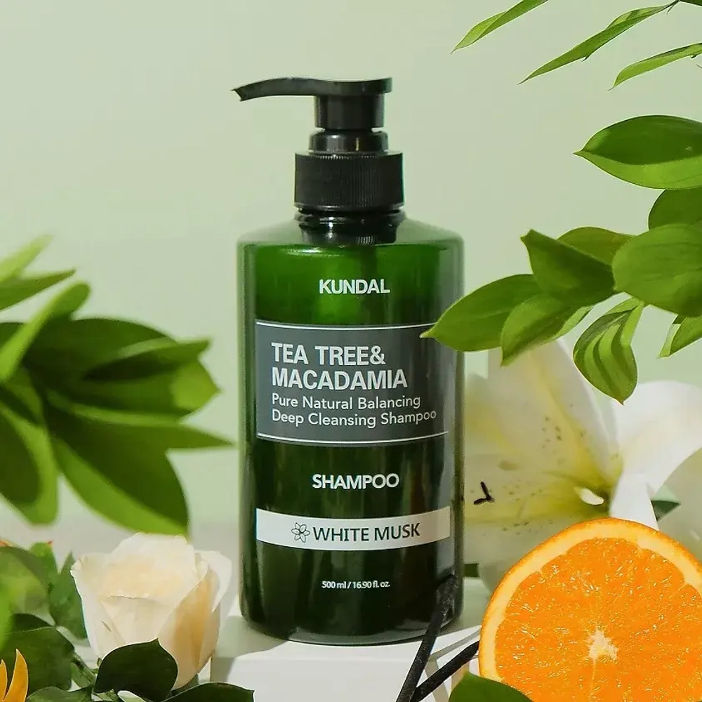 Шампунь Белый мускус Kundal Tea Tree & Macadamia Shampoo White Musk, 500 мл