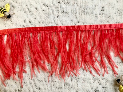 Кант с пером страуса, ш. 9 см, красный