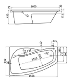 Ванна акриловая угловая асимметричная "Майорка XL" 160х95 левостороняя белая с г/м "Комфорт Плюс" Santek