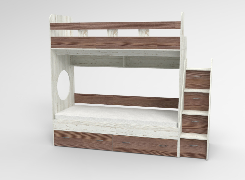 Двухъярусная кровать КарИВи Юниор 1 80х190 Винтерберг Венге