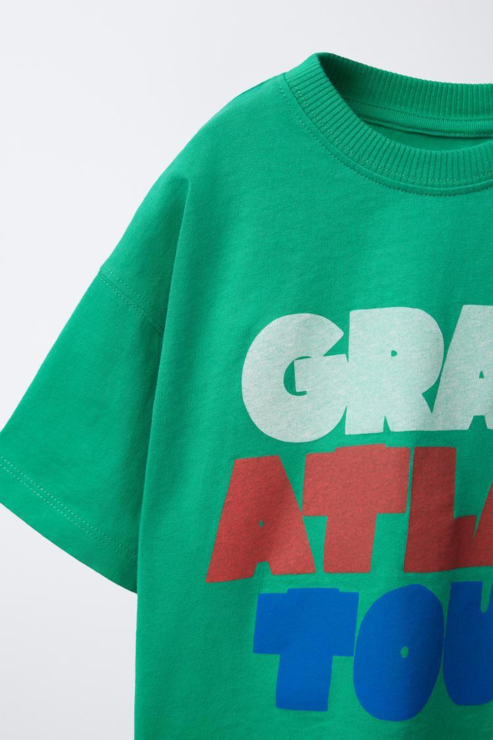 ZARA ФУТБОЛКА С НАДПИСЬЮ, МЯГКИЙ ЗЕЛЕНЫЙ