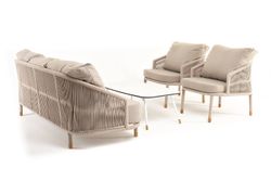 "Верона" лаунж-зона 5-местная плетеная из роупа (веревки), каркас алюминиевый белый, роуп бежевый