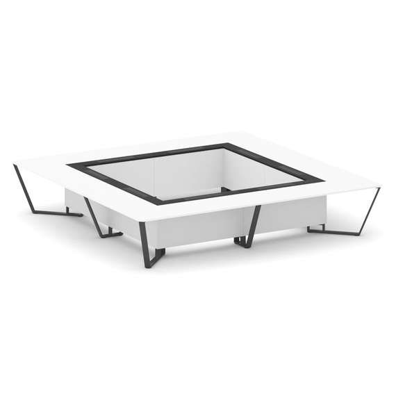 Steel Meet Стол переговорный квадратный KMK-PR.B.SP-20K2 Белый Бриллиант/Графит Глянец/Металл Антрац