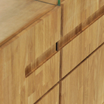 Комод 140х42х80, Паво, дубовый, с подсветкой, 3 двери со стеклом, витрина стеклянная, цвет натуральный, массив дуба, Dipriz