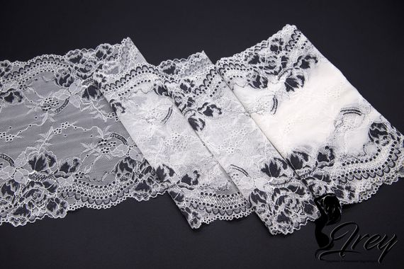 03-210 ОПТ Кружево эластичное 22 см, айвори/черный