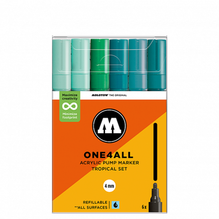 Набор маркеров Molotow ONE4ALL 227HS - 6шт Tropical-Set (4мм)