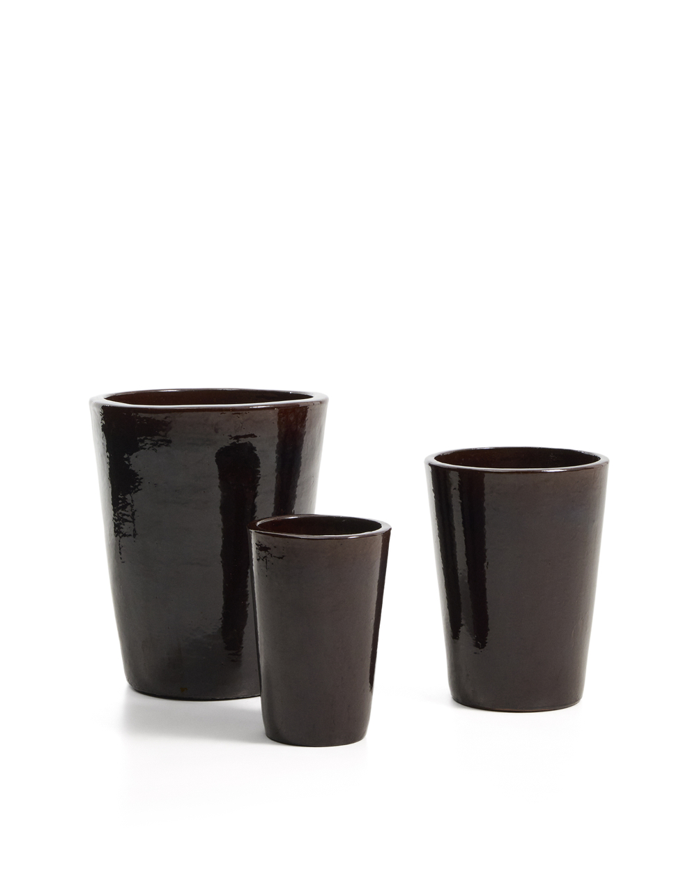 Набор из 3 кашпо Rotja с глазурованной гранатовой отделкой, диаметр 26 / 35 / 47 см