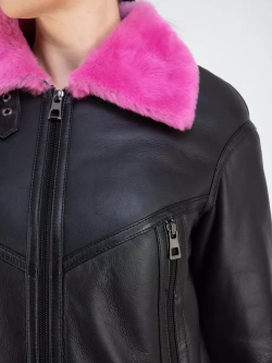 Дубленка зимняя натуральная короткая пилот авиатор