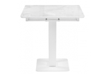 Стол стеклянный Woodville на тумбе Бугун 120х80х77 белый мрамор, белый