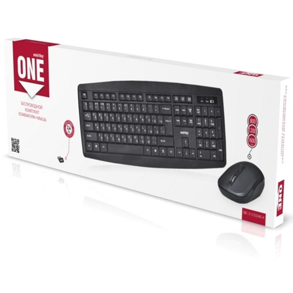 Беспроводной комплект клавиатура+мышь SmartBuy ONE 212332AG (черный) (SBC-212332AG-K)