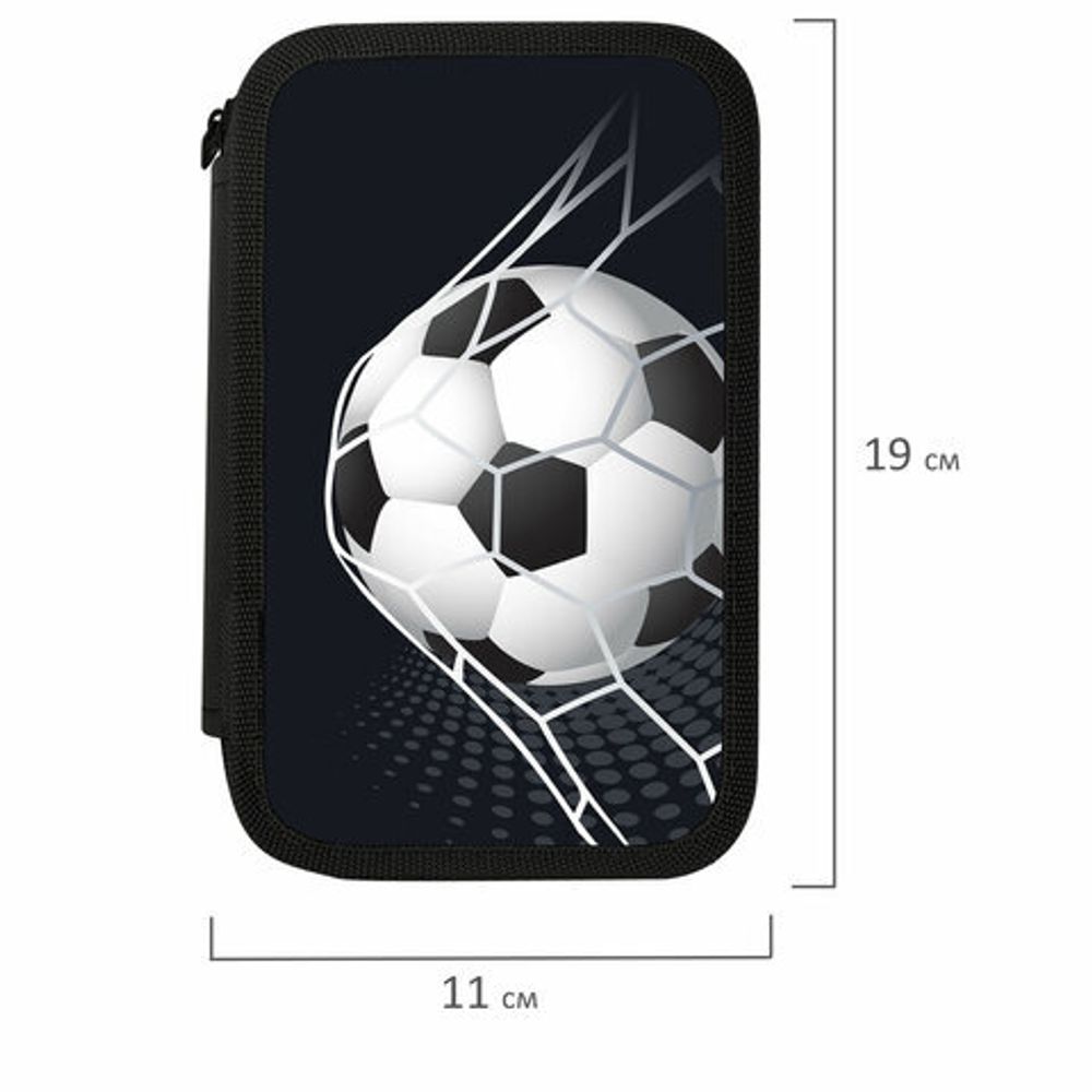 Пенал ПИФАГОР, 3 отделения, ламинированный картон, 19х11 см, "Ball kick", 272253