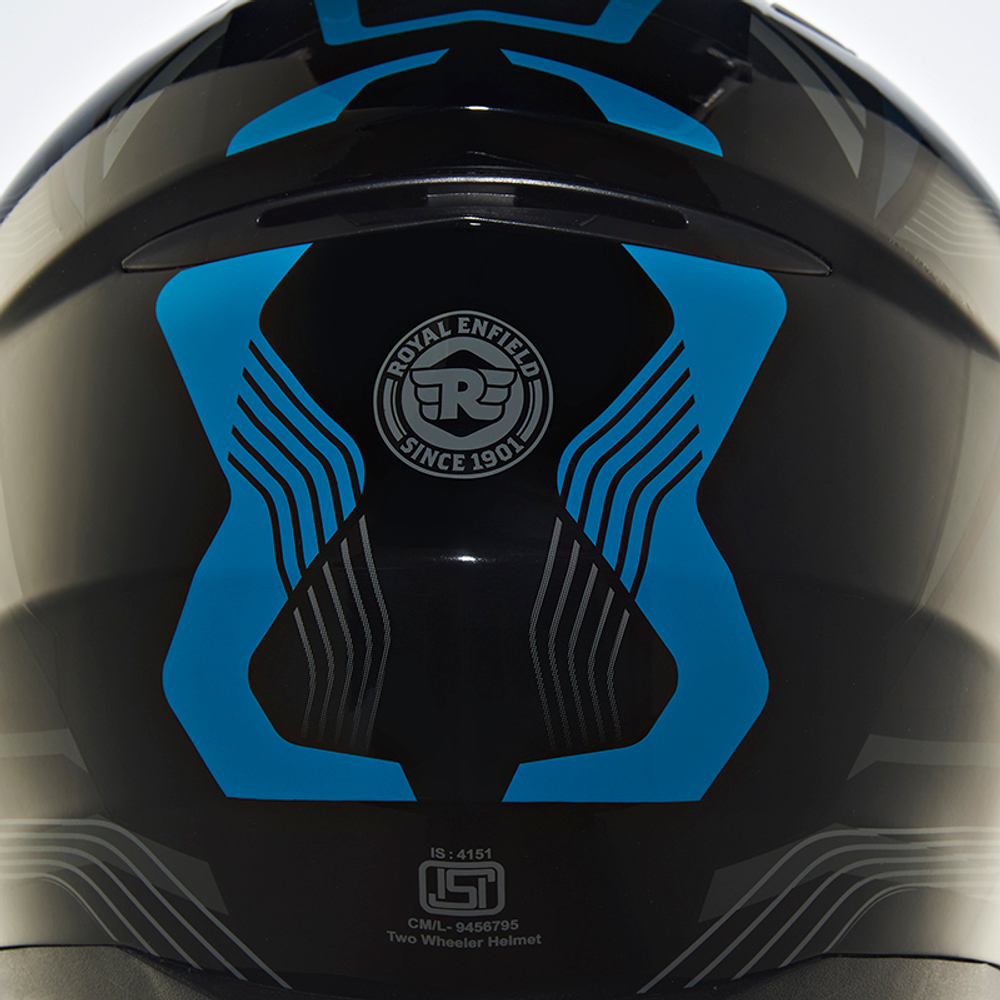 Шлем интеграл Royal Enfield, цвет - черно-синий, размер - L (600 мм), арт. RRGHEP000570 (HESS22014GLOSS BLACK & BLUE)