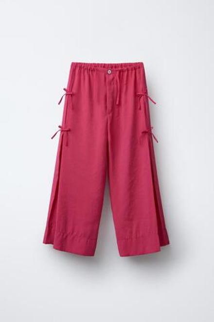 ZARA СТРУЯЩИЕСЯ БРЮКИ С БАНТИКАМИ, ФУКСИЯ