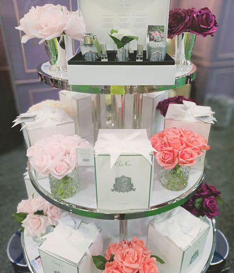 Букет розовых роз в прозрачной вазе "ёлочка", Cote Noire