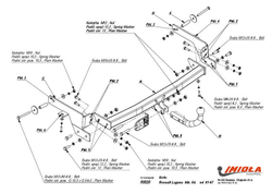 Фаркоп IMIOLA R.020 Renault Laguna лифтбек 2001-2007(паспорт и сертификат в комплекте)(без электрики)
