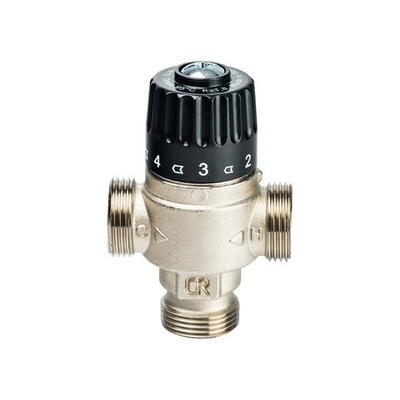 Клапан термостатический смесительный STOUT - 3/4" (НР, 30-65°C, Kvs 1.8, T-образное смешивание)
