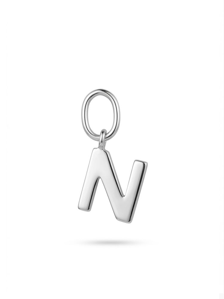 Подвеска буква N из серебра