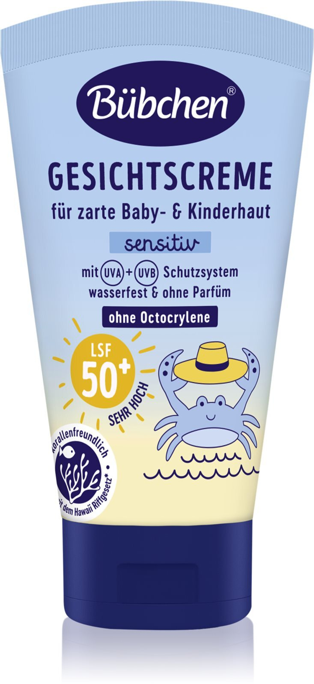 Bübchen Sensitive Sun Protection Face Cream SPF 50+ - защитный крем для лица для детей SPF 50+ /  6 m+ 50  ml  / GTIN 42420699