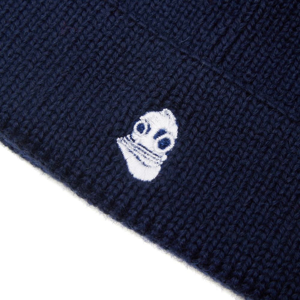 Beanie Hat Embroidered Logo Navy