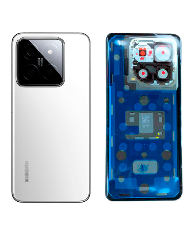 Задняя крышка для Xiaomi Mi 14 Pro (Белая) со стеклом камеры