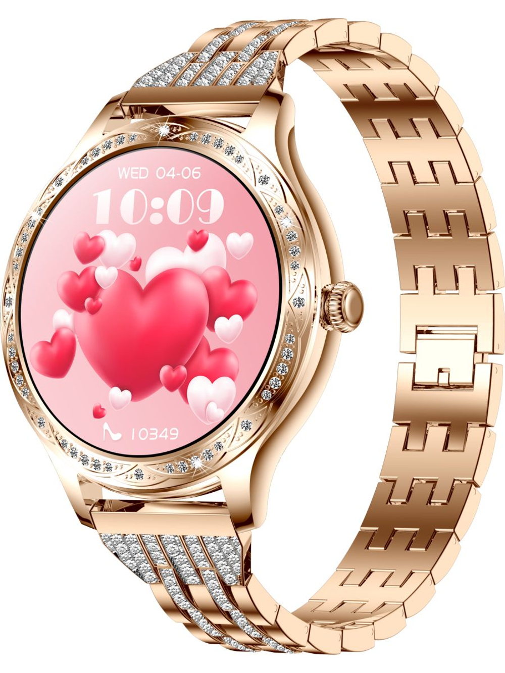 Смарт часы PARASMART Helenia AK60 (блочный браслет со стразами, золотистый)
