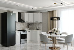 Кухонный гарнитур угловой Жемчуг 2000х1200 столешница 26 мм (с отдельно стоящей плитой)