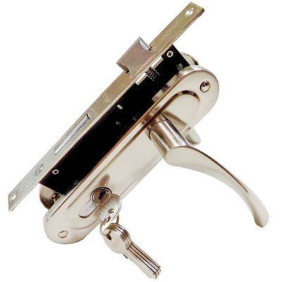 Замок врезной Trodos, 70-L/76 SN, 202099, ручка в комплект, цилиндровый, никель