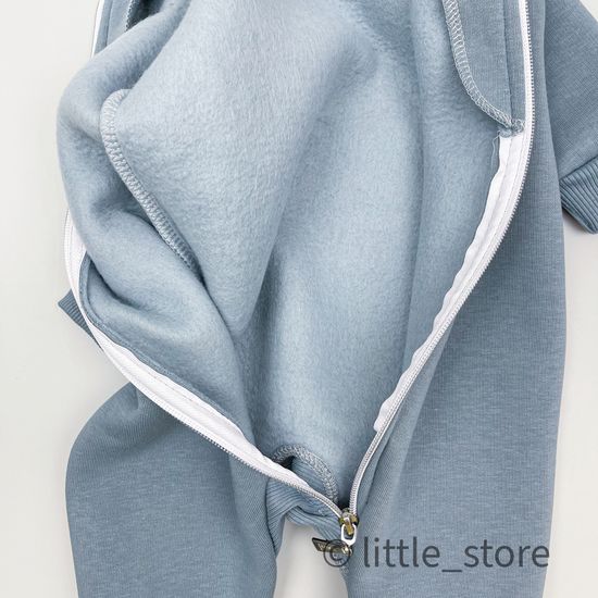 Комбинезон из футера с начесом "Смайлики" Пепельный, с манжетами