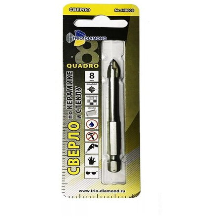 Сверло по керамограниту Trio-Diamond QUADRO HEX 8мм
