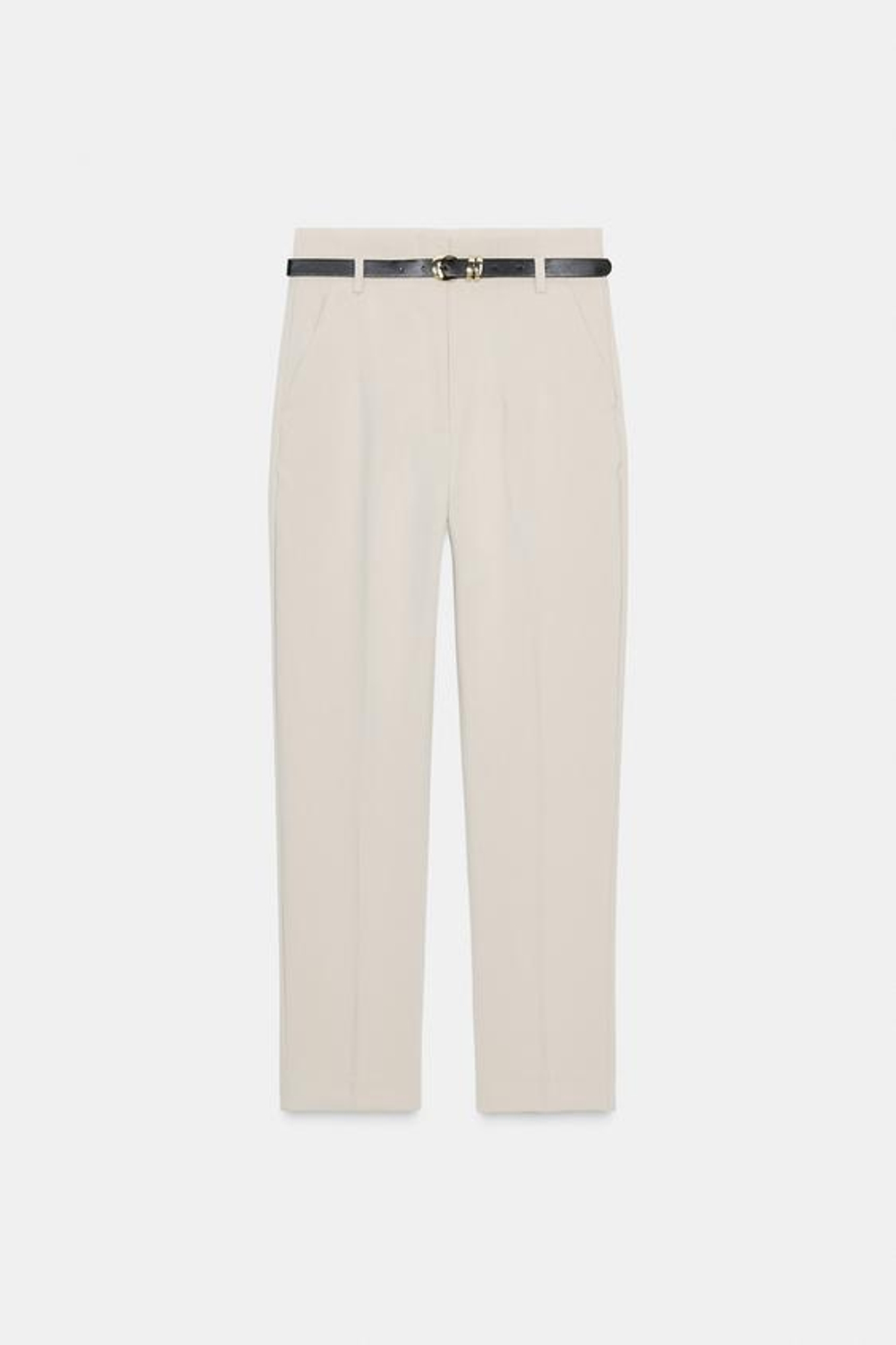 ZARA БРЮКИ С ВЫСОКОЙ ПОСАДКОЙ И РЕМНЕМ, СВЕТЛЫЙ ЖЕЛТО-КОРИЧНЕВЫЙ